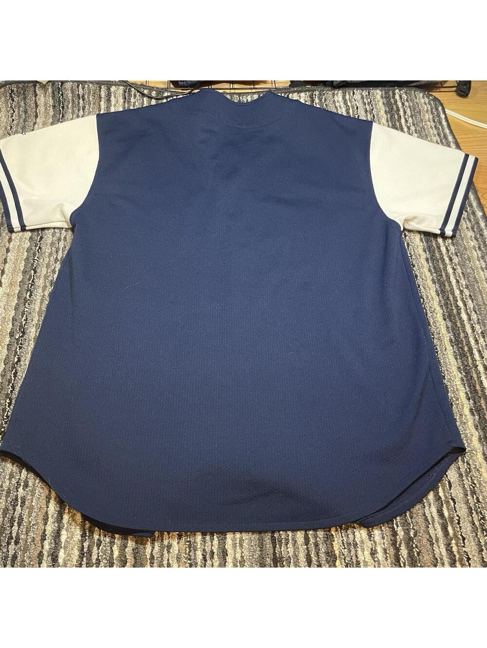 VTG STARTER New York Yankees Jersey Mens L Blue MLB 90s Jeter Y2K Hong Kong Made - Picture 3 of 5